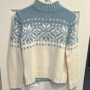St. John's Bay Blue and White Cowl Neck Sweater